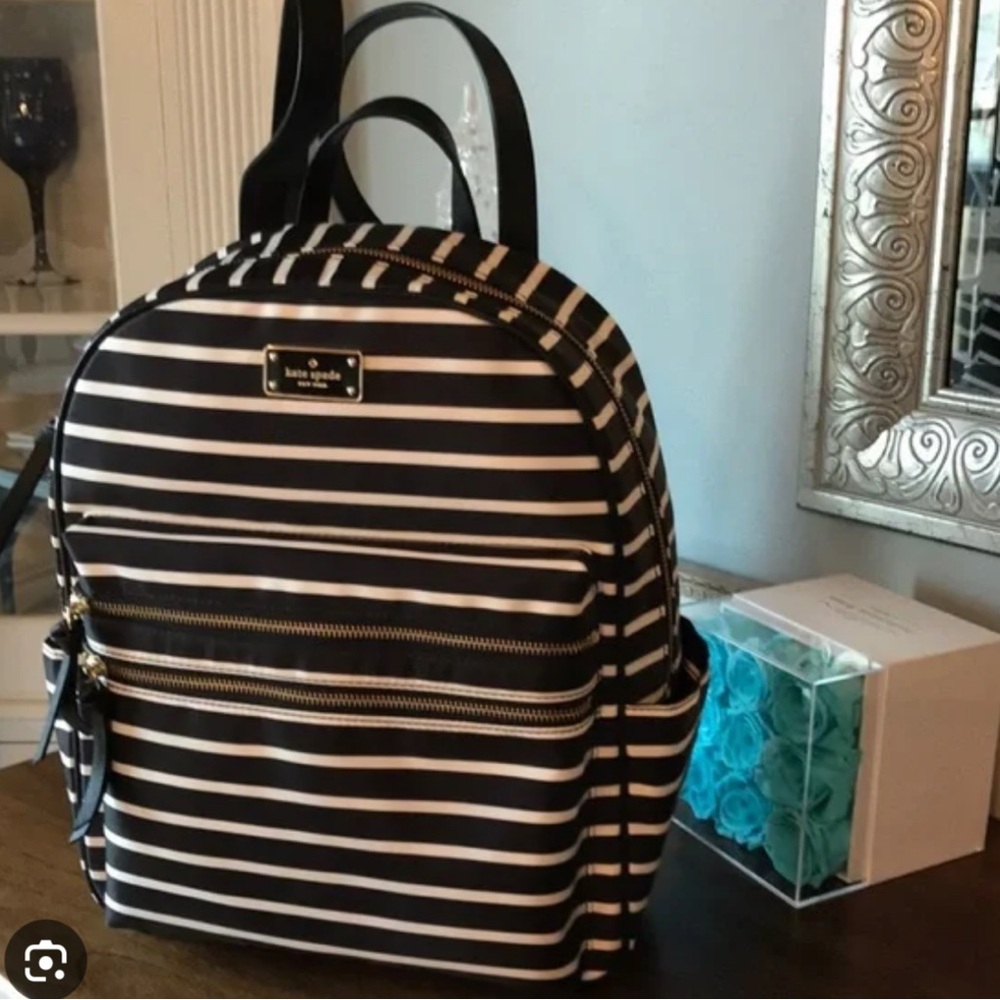 Kate Spade Wilson road Striped Black and White Backpack